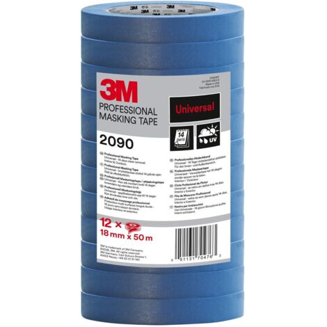 3M Nastro di Mascheratura 2090, Multiuso, Blu- 12 Rotoli, 18 mm x 50 m - Nastro Adesivo Multiuso Scotch per Lavori di Pittura e Decorazione