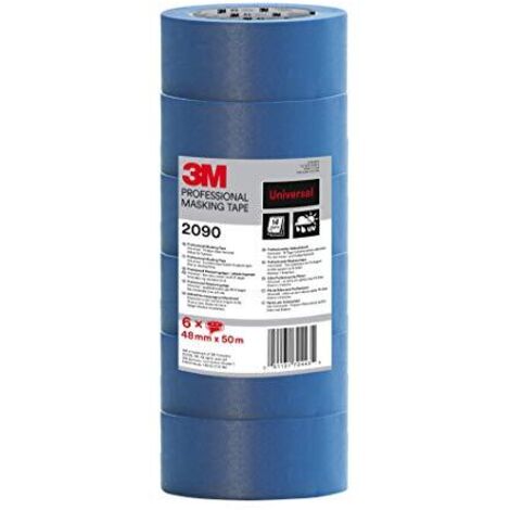 3M Nastro di Mascheratura 2090, Multiuso, Blu- 6 Rotoli, 48 mm x 50 m - Nastro Adesivo Multiuso Scotch per Lavori di Pittura e Decorazione