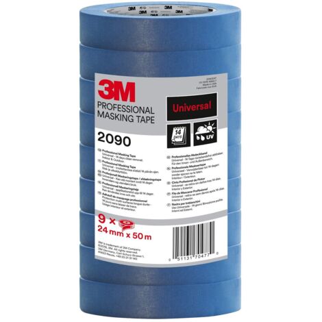 3M Nastro di Mascheratura 2090, Multiuso, Blu- 9 Rotoli, 24 mm x 50 m - Nastro Adesivo Multiuso Scotch per Lavori di Pittura e Decorazione