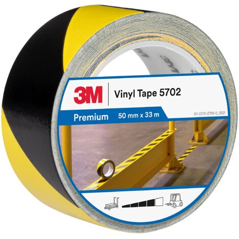 3M Nastro per strisce di sicurezza 5702 nero/giallo, 50 mm x 33 m,spessore: 0,14 mm