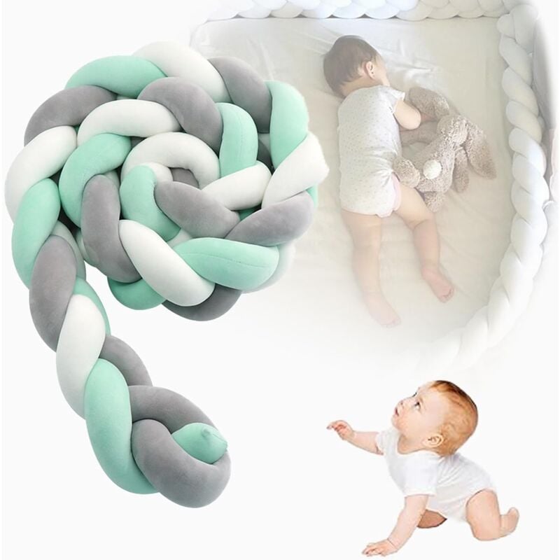 Sjqka - 3M Oreiller pour bébé,3 Brins Tour de Lit Tresse,Oreiller de soutien Oreiller anti tête plate Matelas Dormir