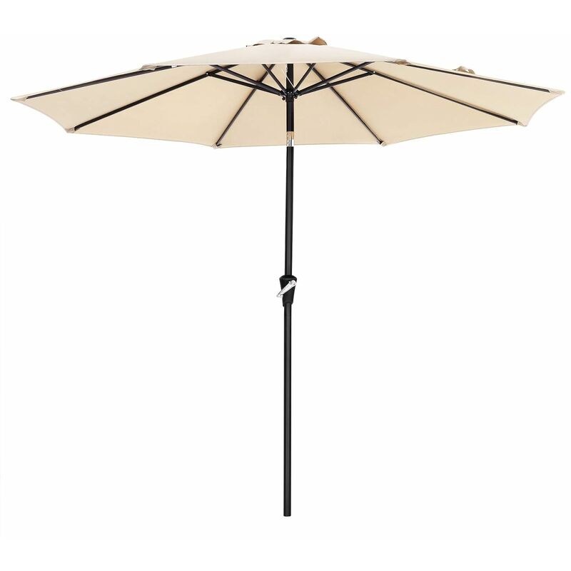 3m Parasol Umbrella, Sun Shade, Octagonal Polyester Canopy, with Tilt and Crank Mechanism, for Outdoor Gardens, Balcony and Patio, Beige GPU30BE