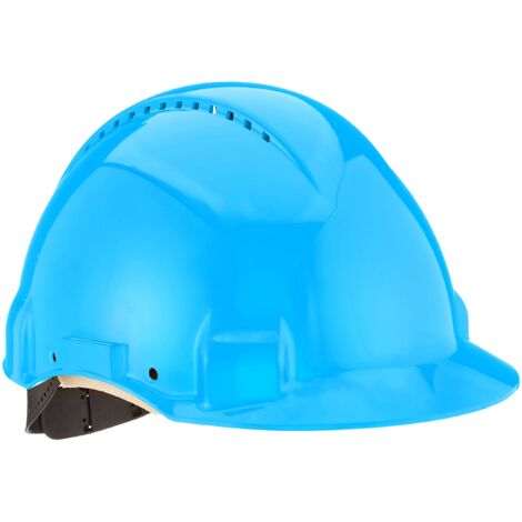3M Peltor G 3000 Series Elmetto di Protezione con Uvicator senza Cricchetto e Fascia Antisudore in Pelle, Blu
