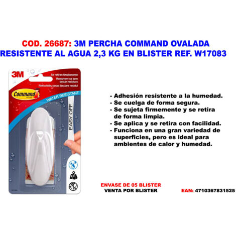 3M PERCHA COMMAND OVALADA RESISTENTE AL AGUA 2,3 KG W17083