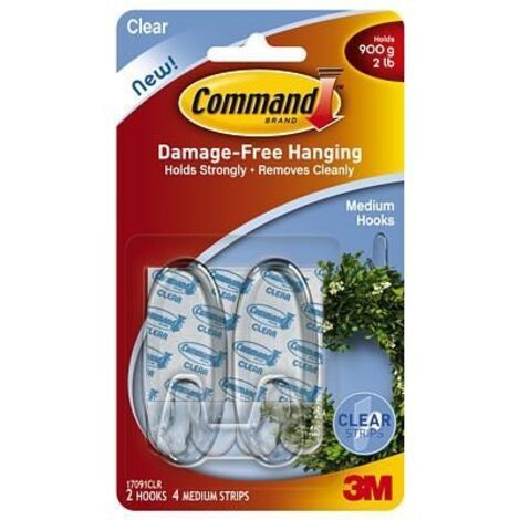 3M PERCHA COMMAND OVALADA TRANSPARENTE 2 UND. 0,9 KG 17091CLR