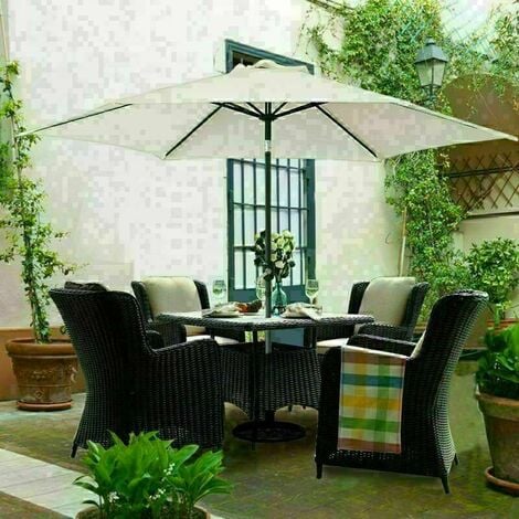 main image of "3M Round Garden Parasol Outdoor Patio Sun Shade Umbrella with Tilt Crank Beige"