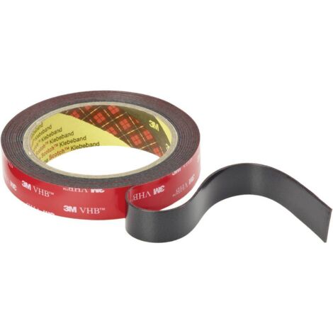 3M – Ruban adhésif double face VHB™ 5952F 3 m x 19 mm – Mousse acrylique noire – Résistance jusqu'à +149 °C – Pour surfaces peintes et plastiques - C78415