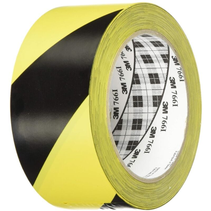 3M Ruban Adhésif de Signalisation de Danger 766I, Vinyle Hachuré, 50 mm x 33 m