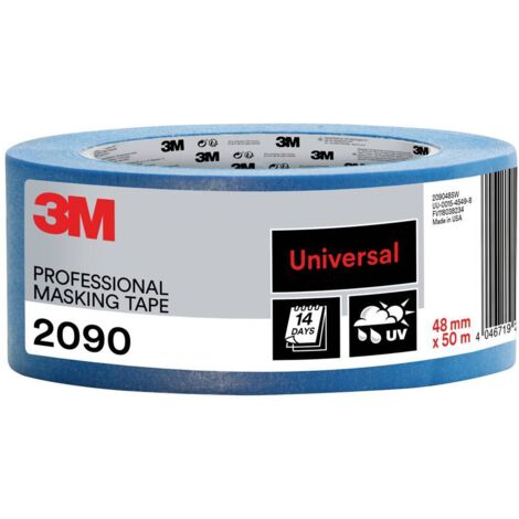 3M – Ruban de masquage 50 m x 48 mm PT209048 – Résistant aux UV et températures jusqu'à 80°C – Retirable sans traces – Pour surfaces lisses