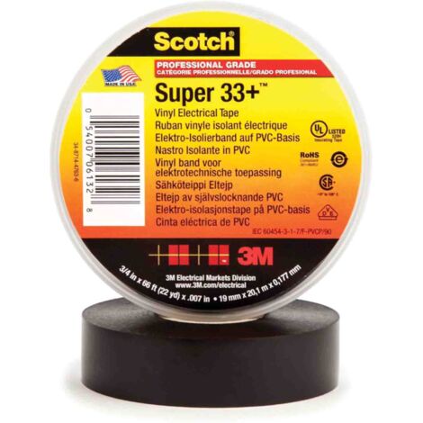 3M – Ruban isolant électrique en PVC noir 6m x 19mm x 0.18mm – Résistant aux intempéries – Isolation jusqu'à 600V – Protection contre l'humidité