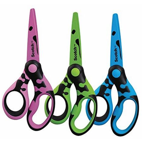 3M Scotch Deco Forbici, Adatte ai Bambini dai 12 Anni in Su, Lame di Acciaio Inossidabile ed Antiadesivo, Impugnatura Comfort, Adatte anche per Mancini, Verde, Blu o Rosa, 16.5 cm