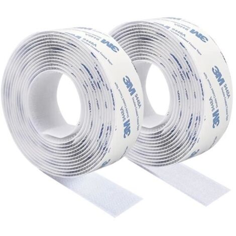 3M Scratch Autocollant Double Face,Ruban Adhésif Double Face Puissant Blanc Nylon Sans Trace Bande Agrippantes Adhésives 3m×2cm