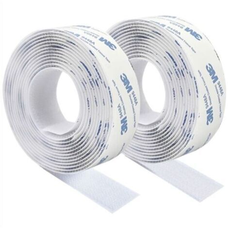 3M Scratch Autocollant Double Face,Ruban Adhésif Double Face Puissant Blanc Nylon Sans Trace Bande Agrippantes Adhésives 3m×2cm Pour Tapis De Sol Coussins Et Vêtements
