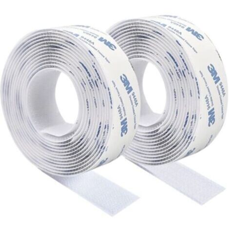 3M Scratch Autocollant Double Face,Ruban Adhésif Double Face Puissant Blanc Nylon Sans Trace Bande Agrippantes Adhésives 3m×2cm Pour Tapis De Sol Coussins Et Vêtements