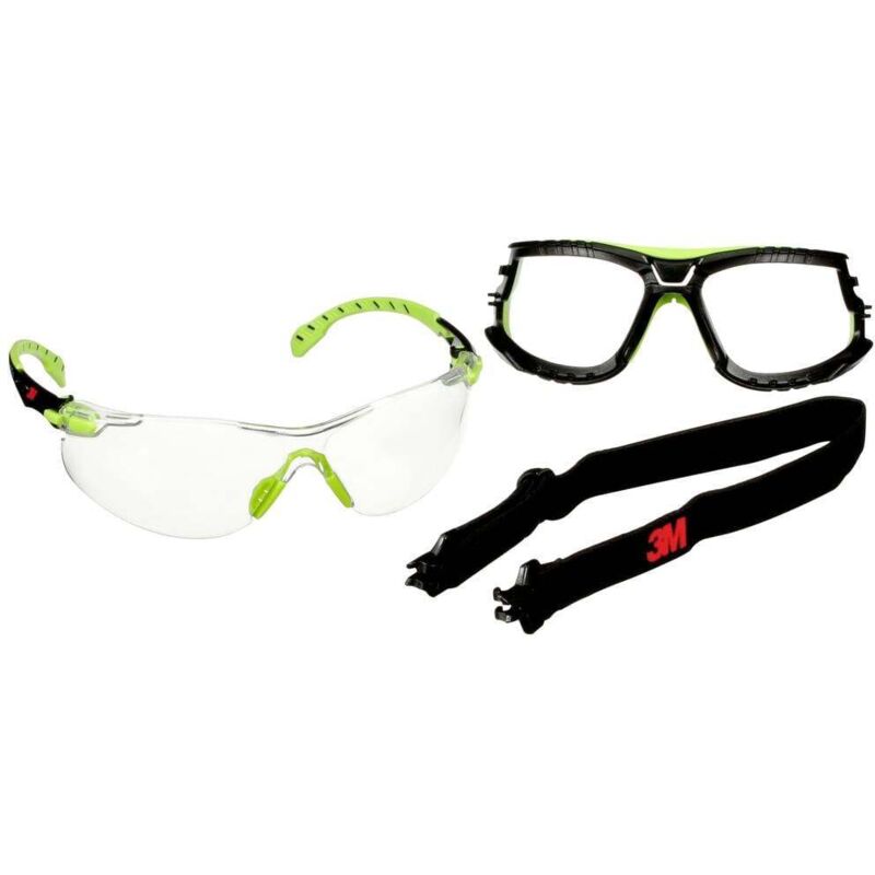 Solus S1201SGAF-TSKT Lunettes de protection avec protection anti-buée vert, noir - 3M