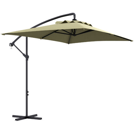 3m Square Canopy Cantilever Parasol, with Cross Base - Beige