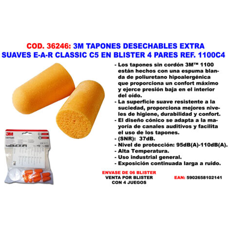 3M TAPON DESECHABLE EXTRA SUAVE E-A-R CLASSIC C5 4 PARES 1100C4