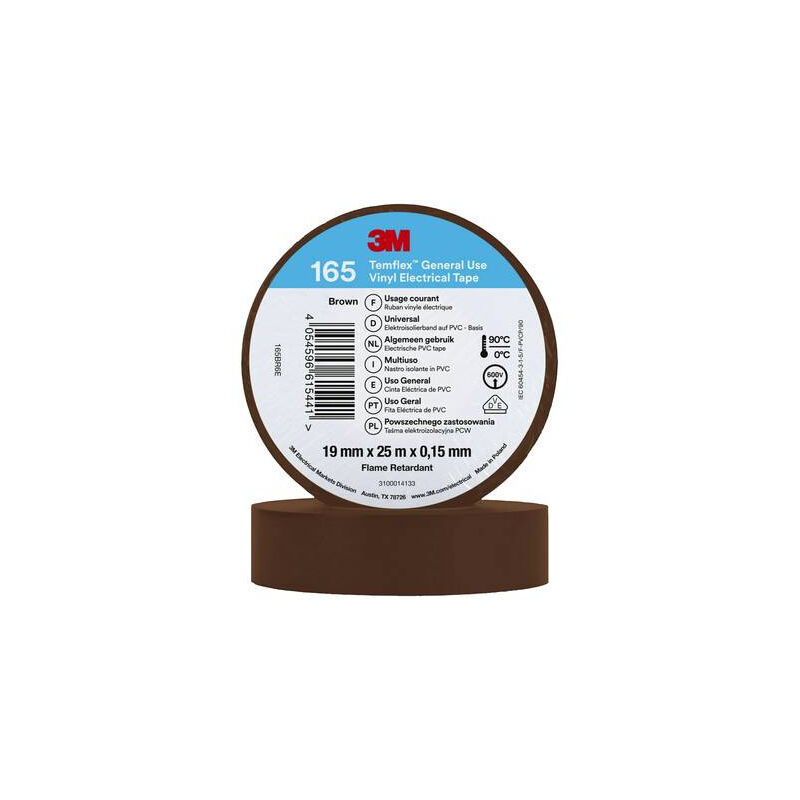 Temflex 165 165BR6E ruban isolant temflex 165 marron (l x l) 25 m x 19 mm 1 pc(s) - 3M