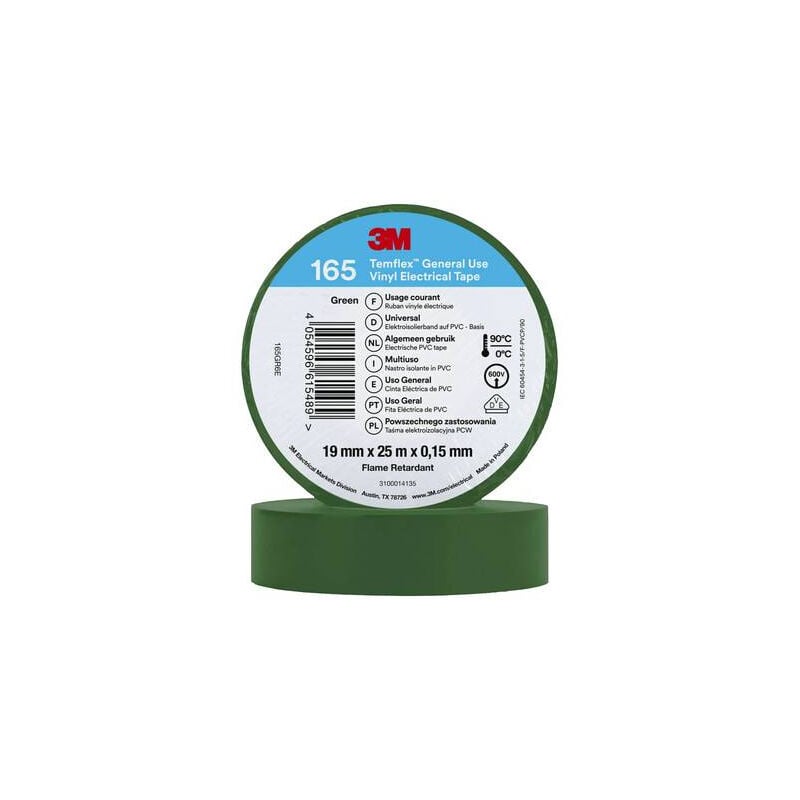 3M - temflex 165 165GR6E ruban isolant temflex 165 vert (l x l) 25 m x 19 mm 1 pc(s)