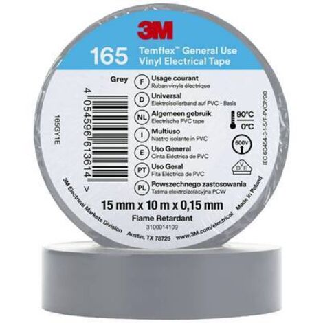 3M TEMFLEX 165 165GY1E RUBAN ISOLANT TEMFLEX 165 GRIS (L X L) 10 M X 15 MM 1 PC(S)