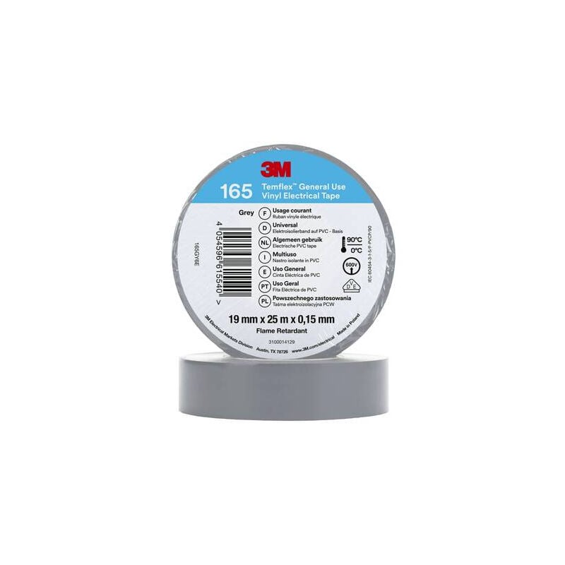 3m Temflex 165 165gy6e Ruban Isolant Temflex 165 Gris (L X L) 25 M X 19 Mm 1 Pc(S)