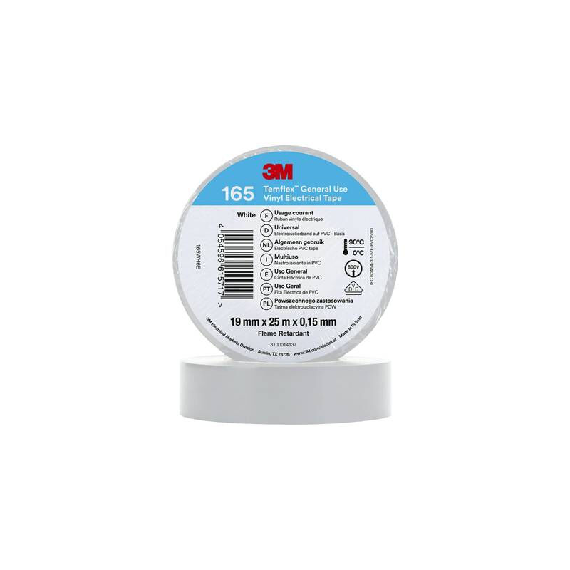 3M - temflex 165 165WH6E ruban isolant temflex 165 blanc (l x l) 25 m x 19 mm 1 pc(s)