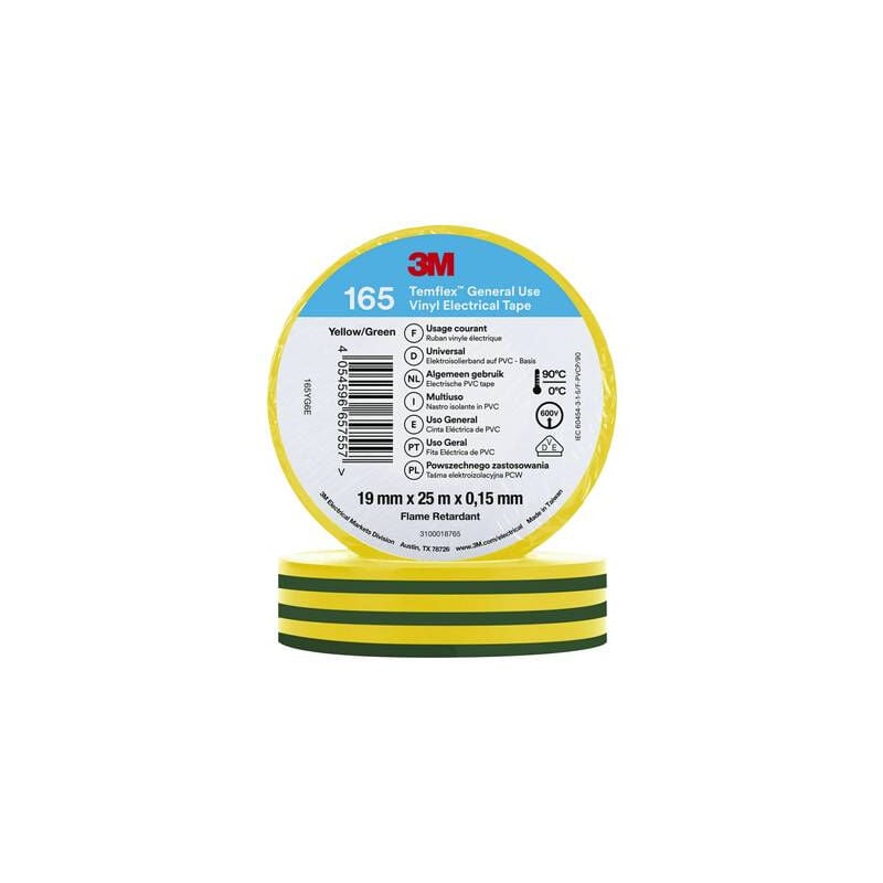 3M - temflex 165 165YG6E ruban isolant temflex 165 jaune (l x l) 25 m x 19 mm 1 pc(s)