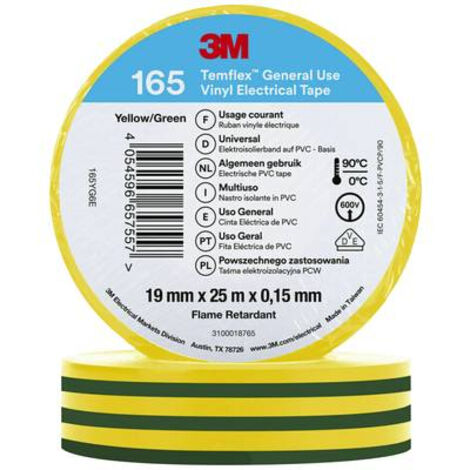 3M TEMFLEX 165 165YG6E RUBAN ISOLANT TEMFLEX 165 JAUNE (L X L) 25 M X 19 MM 1 PC(S)