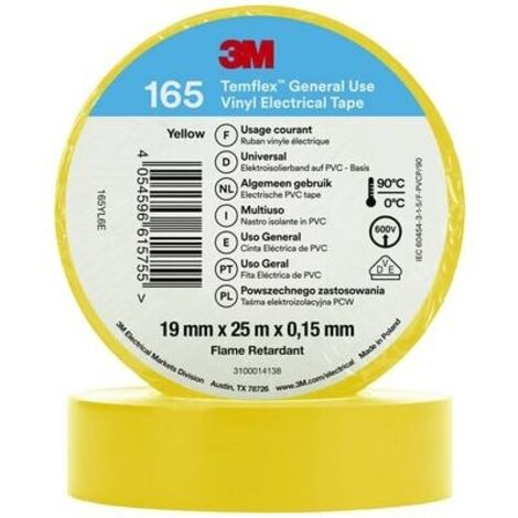 3M Temflex™ 165 165YL6E Nastro isolante Temflex™ 165 Giallo (L x L) 25 m x 19 mm 1 pz.
