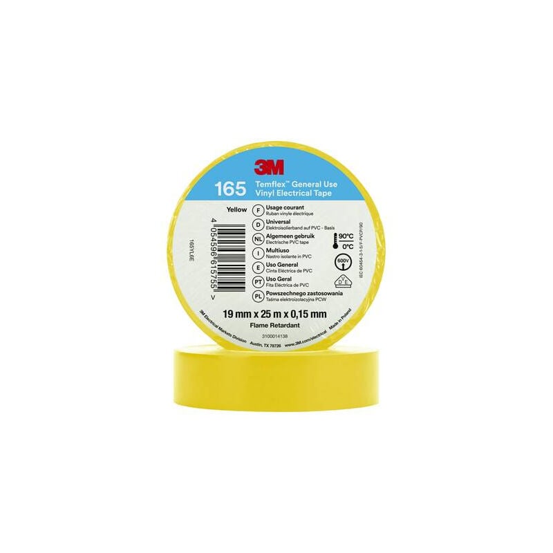 3M - temflex 165 165YL6E ruban isolant temflex 165 jaune (l x l) 25 m x 19 mm 1 pc(s)