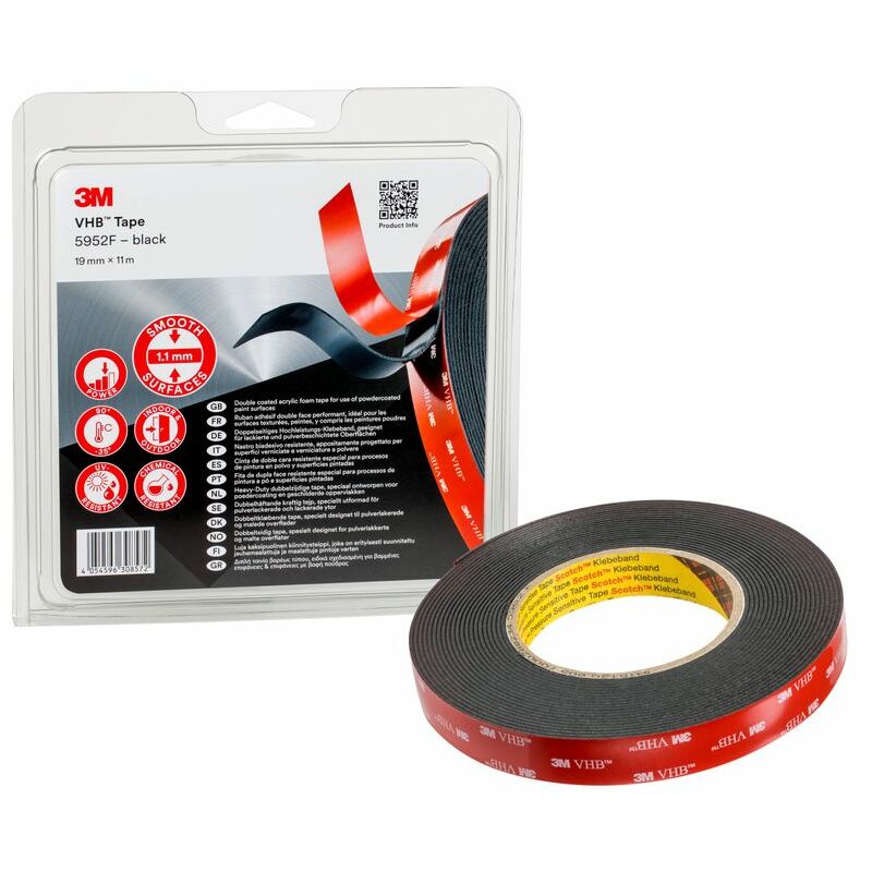 3M VHB Tape 5952, Black, 19 mm x 11 m, 1.1 mm