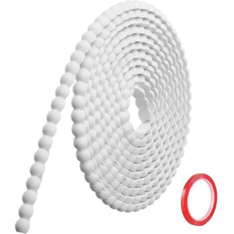 3M x 10mmMoulure Murale Décorative Adhésive Blanc Moulure en PVC Flexible avec Bordure Perlée 3D, Baguette de Finition Hydrofuge pour Cadre de Miroir