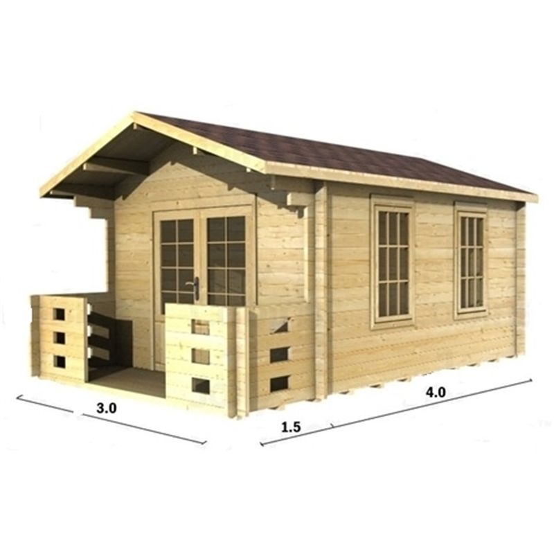 Abingdon - 3m x 4m Log Cabin (2016) - Double Glazing (34mm Wall Thickness)