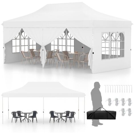 3M x 6M Pop up Canopy Tent Garden Gazebo Canopy Zippered Entrances W/6 Sidewalls
