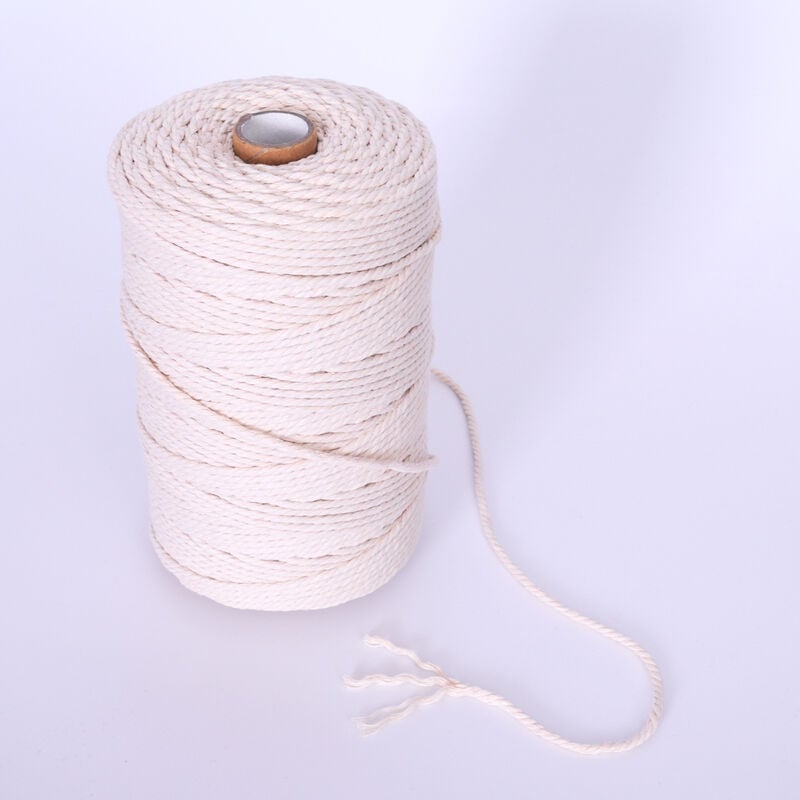 3mm x 200m, 100% Coton Fil Macramé Ficelle Cordelette, Macrame Corde pour Tricotage diy Décoration Murale Porte Plante Emballage Cadeau, Beige Fei Yu