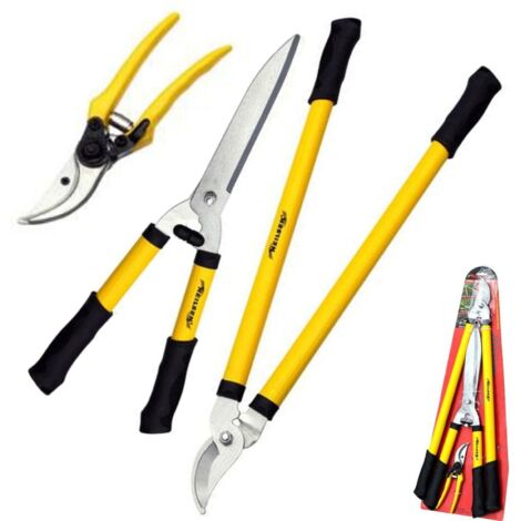 3pc Bypass Lopper Tree 520mm Shears 8"" Secateurs Hedge Garden Pruning Set CT5295