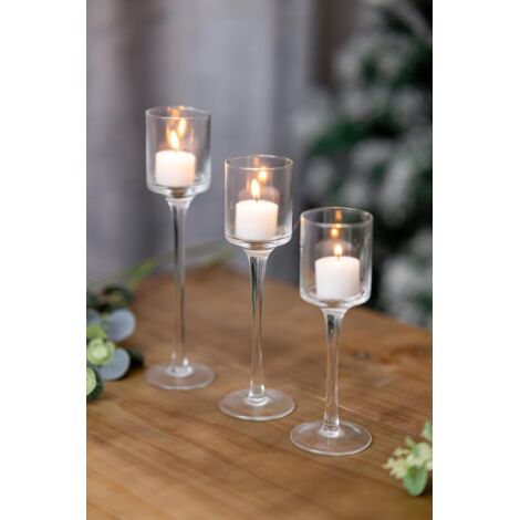 3pc Glass Pillar Candle Holders Lantern Votive Holder Decorative Ornament Centre Piece Home Decor Ornamental Tea Light Candle Holders Christmas Wedding Decorative Lighting
