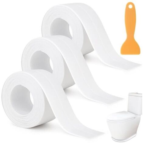 3pc Joint Silicone Blanc Salle de Bain,Joint Silicone Joint Douche Joint Cuisine,Bande Etancheite Douche Joint Baignoire Autocollant