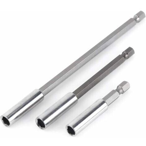 3pcs 1/4" Magnetic Bit Holder Shaft Screwdriver Extensions Rallonges de tournevis pour perceuses électriques