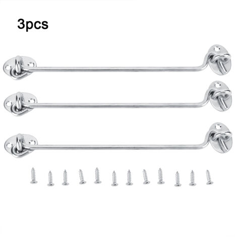 3PCS 10in Cabin Privacy Hook Eye Latch Lock Stainless Steel Solid Gate Hooks Hasp for Window