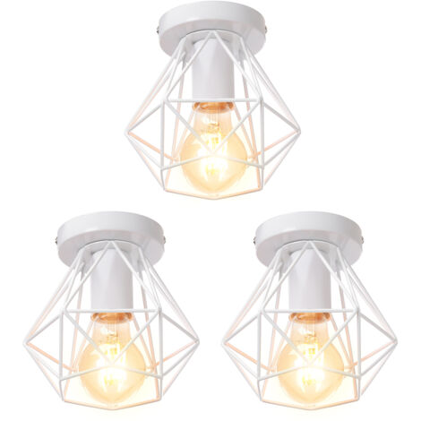3PCS-Ø16CM Plafones Vintage Moderna Plafones De Hierro De Metal, Plafones Interior Blanca Retro Para Sala De Estar Dormitorio Pasillo Restaurante