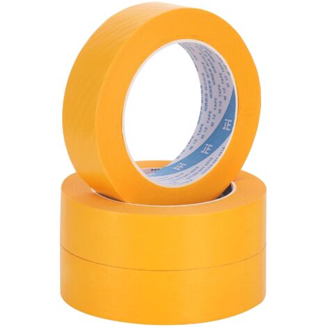 3pcs 30mm x 50m Or Ruban de Masquage pour Peinture et Masquer - scotch de Peinture - Masking Tape - Ruban Adhésif Peintre - Painters Tape pour Peindre, Rénover,Vernir