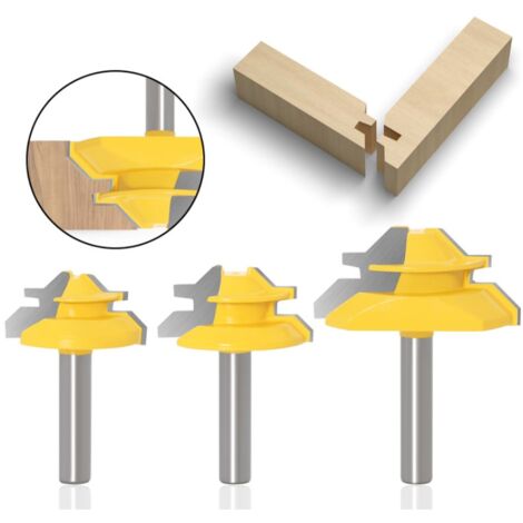 3pcs 45 Degree Slotting Cutter (8mm Shank) - Miter Lock Router Tool