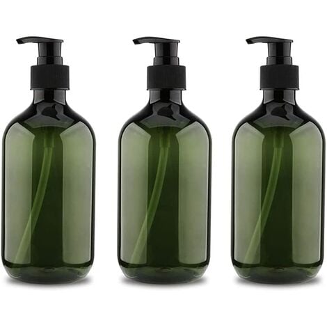 3Pcs 5ooml Flacons Pompes, Bouteille de Shampooing, Distributeurs de Liquide Rechargeables Flacon Distributeur, Bouteille Vide Rechargeable de PompeBouteilles de Pompe à Savon Vides Rechargeables