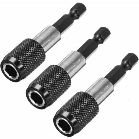 3PCS 6.35mm Hex Tige Porte-embout de tournevis magnétique Embouts de Tournevis à Douille pour Barre de Dégagement Rapide, Longueur 60mm -