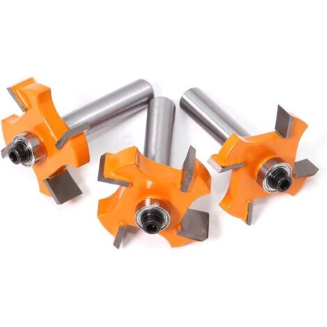 3pcs 8mm 4-Lame Fraise à Bois T-Forme Fraise de Rainure Set Coupe Outil de Travail du Bois Orange Lame Hauteur:6mm, 8mm, 10mm