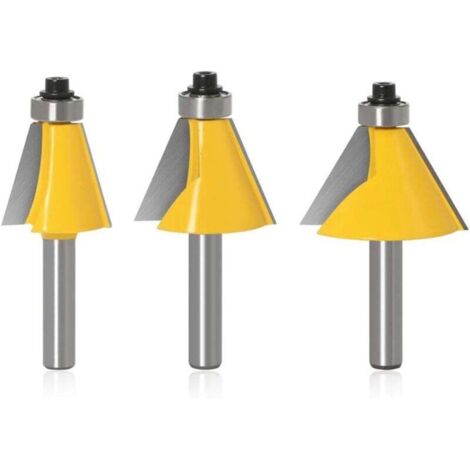3PCS 8mm Angle Biseautée Routeur Bits 2 Fléau 15°/22.5°/45°Chanfreinée fraise Charpente Coupe de Bord Pour Travail du Bois Forets de Menuiserie