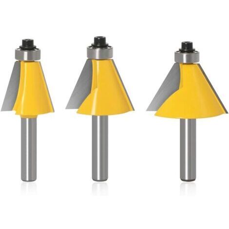 3PCS 8mm Angle Biseautée Routeur Bits 2 Fléau 15°/22.5°/45°Chanfreinée fraise Charpente Coupe de Bord Pour Travail du Bois Forets de Menuiserie