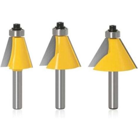 3PCS 8mm Angle Biseautée Routeur Bits 2 Fléau 15°/22.5°/45°Chanfreinée fraise Charpente Coupe de Bord Pour Travail du Bois Forets de Menuiserie