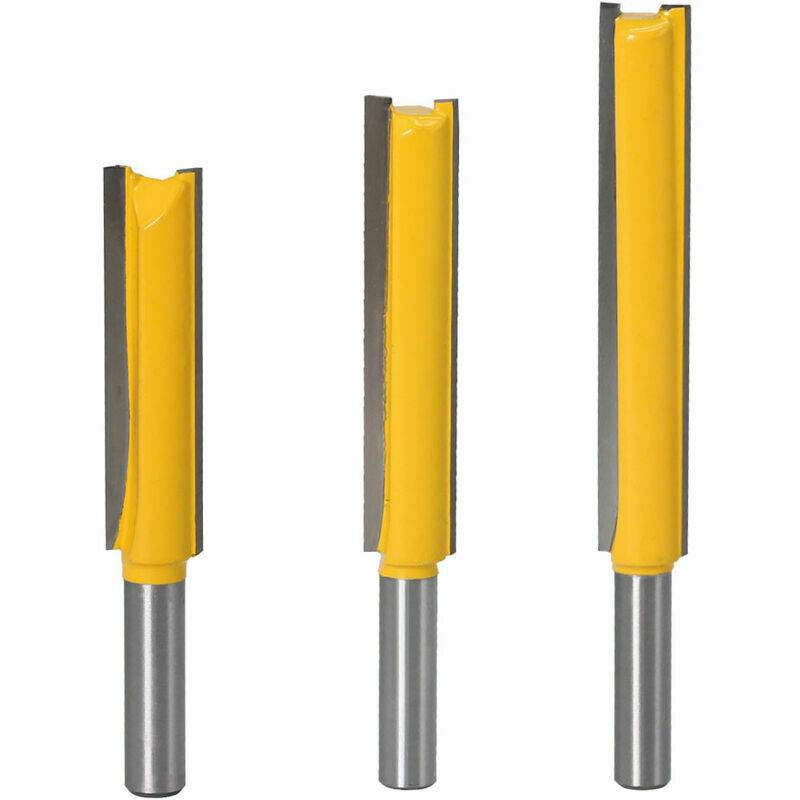 3Pcs 8mm Queue Fraises de Fraisage extra longues, couteau droit à double tranchant, couteau de coupe étendu, tête de coupe de la machine de coupe